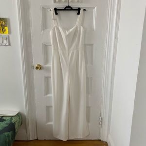 Marina white Bow-strap Wide-leg Jumpsuit